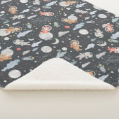 Couverture Sherpa Animaux spatiaux - texture bleu acier foncé (3/4)