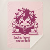 Couverture Sherpa Anime Catboy lit un livre et une citation drôle (Devant)