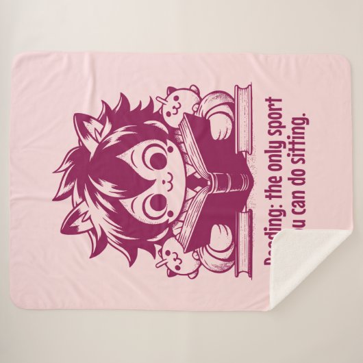 Couverture Sherpa Anime Catboy lit un livre et une citation drôle (Devant (Horizontal))