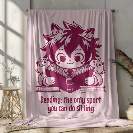 Couverture Sherpa Anime Catboy lit un livre et une citation drôle