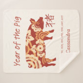 Couverture Sherpa Année Zodiaque Chinoise Du Signal Animal De Cochon (Devant (Horizontal))