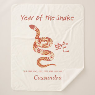 Couverture Sherpa Année Zodiaque Chinoise Du Signe Animal Du Serpent