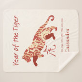 Couverture Sherpa Année Zodiaque Chinoise Du Signe Animal Du Tigre (Devant (Horizontal))