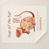 Couverture Sherpa Année Zodiaque Chinoise Du Signe Animal Rat (Devant (Horizontal))