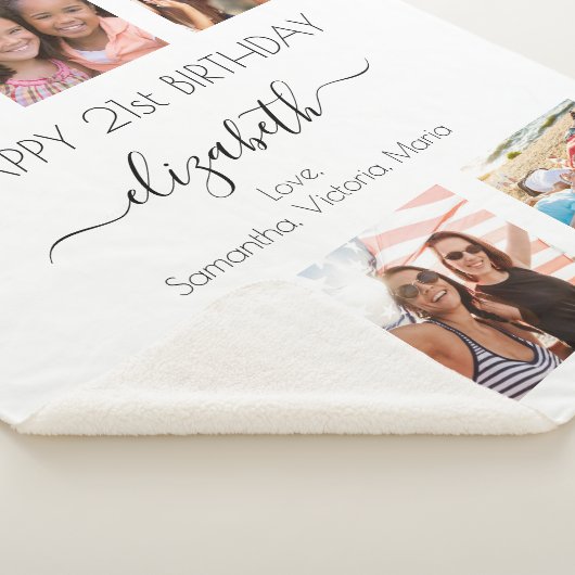 Couverture Sherpa Anniversaire amis photo collage blanc noir (3/4)