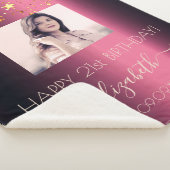 Couverture Sherpa Anniversaire Bourgogne or étoiles rose photo (3/4)