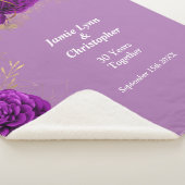 Couverture Sherpa Anniversaire du Mariage floral pourpre Sherpa Blan (3/4)