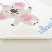 Couverture Sherpa Anniversaire Garçon Teddy Ours Tenant Un Ballons (3/4)