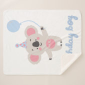 Couverture Sherpa Anniversaire Garçon Teddy Ours Tenant Un Ballons (Devant (Horizontal))