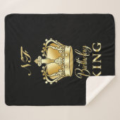 Couverture Sherpa Anniversaire King Gold Couronne Royal Monogramme L (Devant (Horizontal))