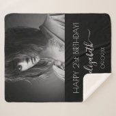 Couverture Sherpa Anniversaire noir blanc photo moderne (Devant (Horizontal))