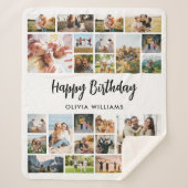 Couverture Sherpa Anniversaire Personnalisé 24 Photo Collage (Devant)