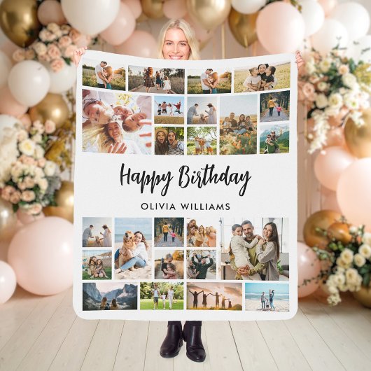 Couverture Sherpa Anniversaire Personnalisé 24 Photo Collage