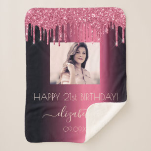 Couverture Sherpa Anniversaire photo bordeaux parties scintillant ro