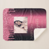 Couverture Sherpa Anniversaire photo bordeaux parties scintillant ro (Devant (Horizontal))