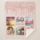 Couverture Sherpa Anniversaire rose blush parties scintillant photo (Devant)