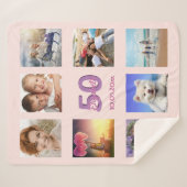 Couverture Sherpa Anniversaire rose or blush photo collage nom (Devant (Horizontal))