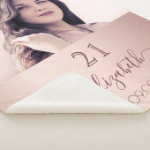 Couverture Sherpa Anniversaire rose or blush photo nom (3/4)