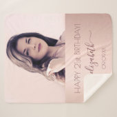 Couverture Sherpa Anniversaire rose or nom photo (Devant (Horizontal))