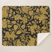 Couverture Sherpa Antique Gold Floral Indian Lac-work Black Pattern (Devant (Horizontal))