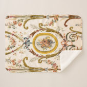 Couverture Sherpa Antique Rococo Floral Gold Crème Élégante (Devant (Horizontal))