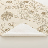 Couverture Sherpa Antique Sepia Botanical Line Art Floral Pattern (3/4)
