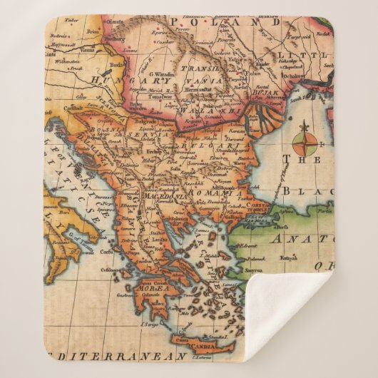 Couverture Sherpa Antique vieille carte inspirée (2) (Devant)