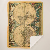 Couverture Sherpa Antique World Map - 1664 (Devant)