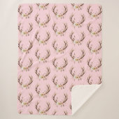 Couverture Sherpa Antlers de cerfs roses (Devant)