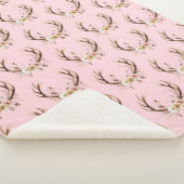 Couverture Sherpa Antlers de cerfs roses (3/4)