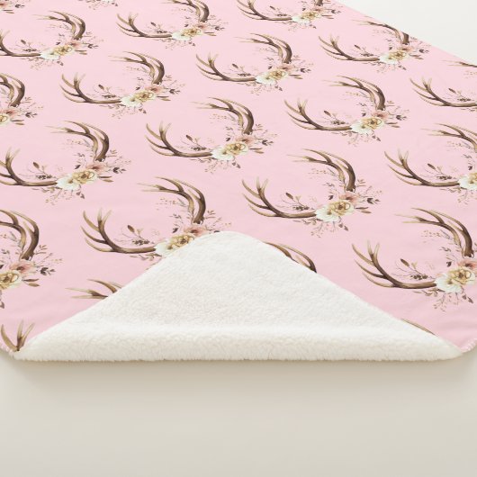 Couverture Sherpa Antlers de cerfs roses (3/4)
