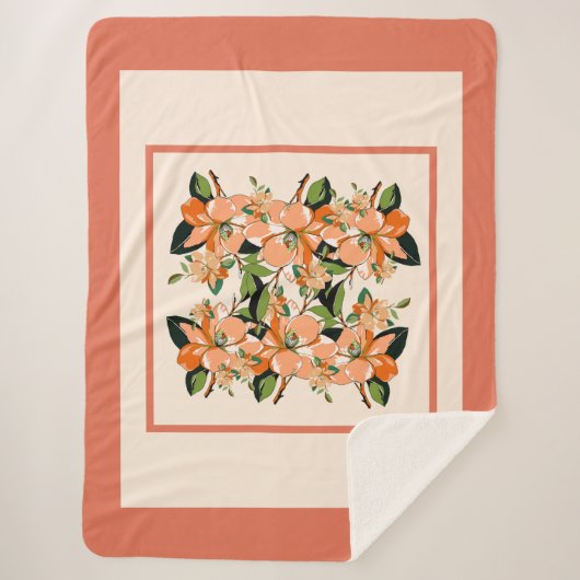 Couverture Sherpa Apricot Azalea sur la crème Taille King (Devant)