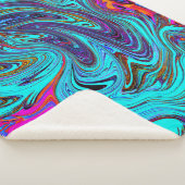 Couverture Sherpa Aqua Blue and Black Groovy Abstract Retro Art (3/4)