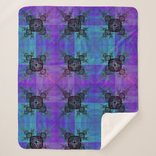Couverture Sherpa Aqua et Lilac Fractal Joy Sherpa Blanket (Devant)