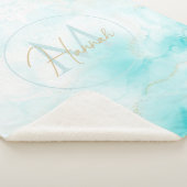 Couverture Sherpa Aqua Gold moderne Encre d'alcool Art Aquarelle Océ (3/4)