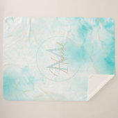 Couverture Sherpa Aqua Gold moderne Encre d'alcool Art Aquarelle Océ (Devant (Horizontal))