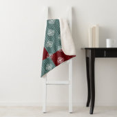 Couverture Sherpa Aqua Green/Rouge Patchwork Sherpa Blanket (En situation)