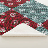 Couverture Sherpa Aqua Green/Rouge Patchwork Sherpa Blanket (3/4)