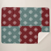 Couverture Sherpa Aqua Green/Rouge Patchwork Sherpa Blanket (Devant (Horizontal))