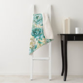 Couverture Sherpa Aqua Mint White Floral Mariage (En situation)