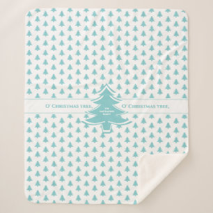 Couverture Sherpa Aqua & White Iconic Christmas Tree Motif