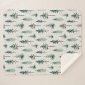 Couverture Sherpa Aquarelle Arbres de Noël Motif de vacances (Devant (Horizontal))