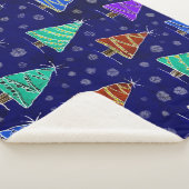 Couverture Sherpa Aquarelle Arbres de Noël : Motif forestier. (3/4)