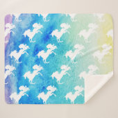 Couverture Sherpa Aquarelle arc-en-ciel et licornes blanches | Perso (Devant (Horizontal))