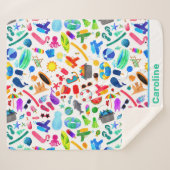 Couverture Sherpa Aquarelle arc-en-ciel Motif pour enfants (Devant (Horizontal))