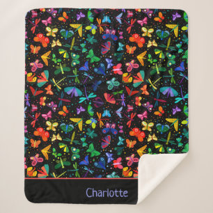 Couverture Sherpa Aquarelle Arc-en-ciel Papillons Enfants Personnali