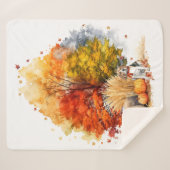 Couverture Sherpa Aquarelle Automne Chien Design - Beagle (Devant (Horizontal))