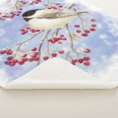 Couverture Sherpa Aquarelle Bélier Berry Tree Hivernal Frost Oiseau (3/4)