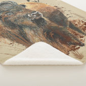 Couverture Sherpa Aquarelle Bison Buffle Animaux Faune Nature Ca (3/4)