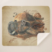 Couverture Sherpa Aquarelle Bison Buffle Animaux Faune Nature Ca (Devant (Horizontal))